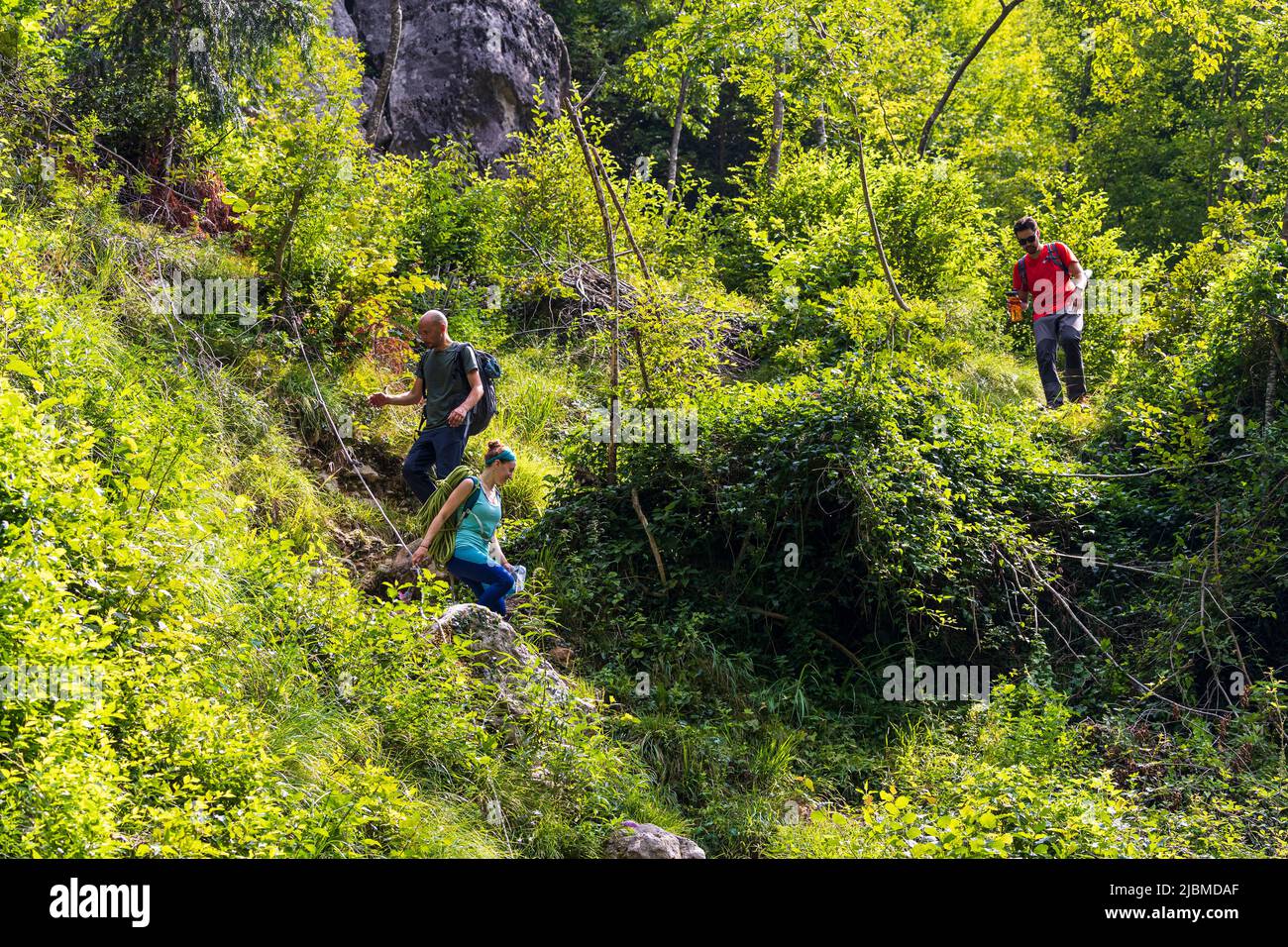 Italia Veneto Monte Grappa - Valle di Schievenin - Quero Vas - Aldo de escalada - Bastionata nord Foto de stock