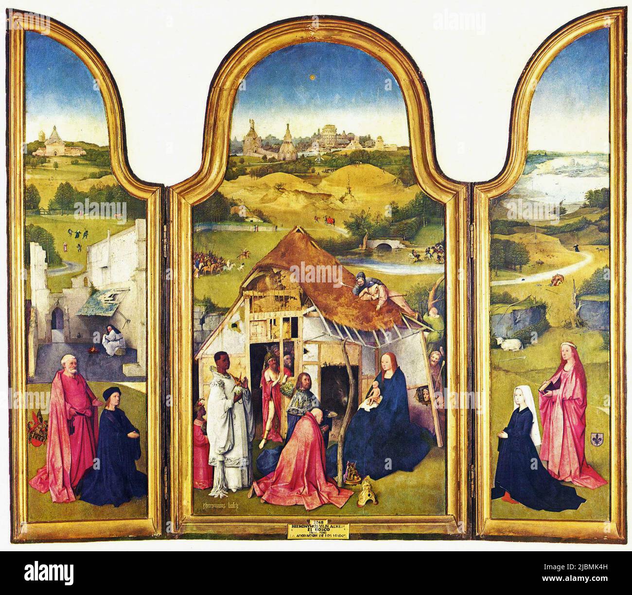 'La Adoración de los Magos'. Tríptico de Hieronymus Bosch. Madrid, Prado. Foto de stock