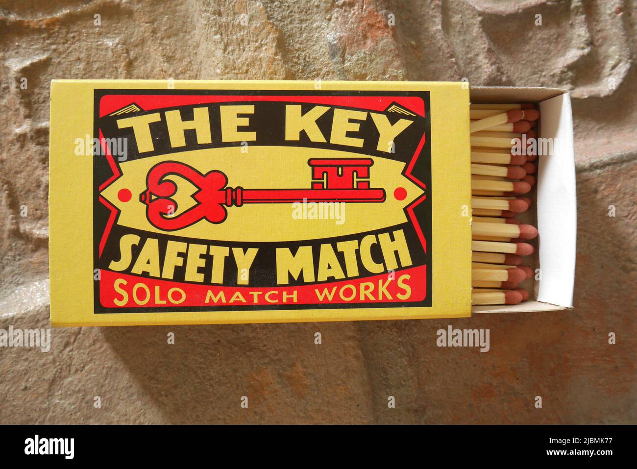 Box of Czech safety fósforos, marca The Key Foto de stock