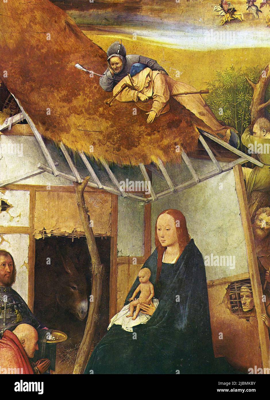 'La Adoración de los Magos'. Detalle del panel central del tríptico de Hieronymus Bosch. Madrid, Prado. Foto de stock