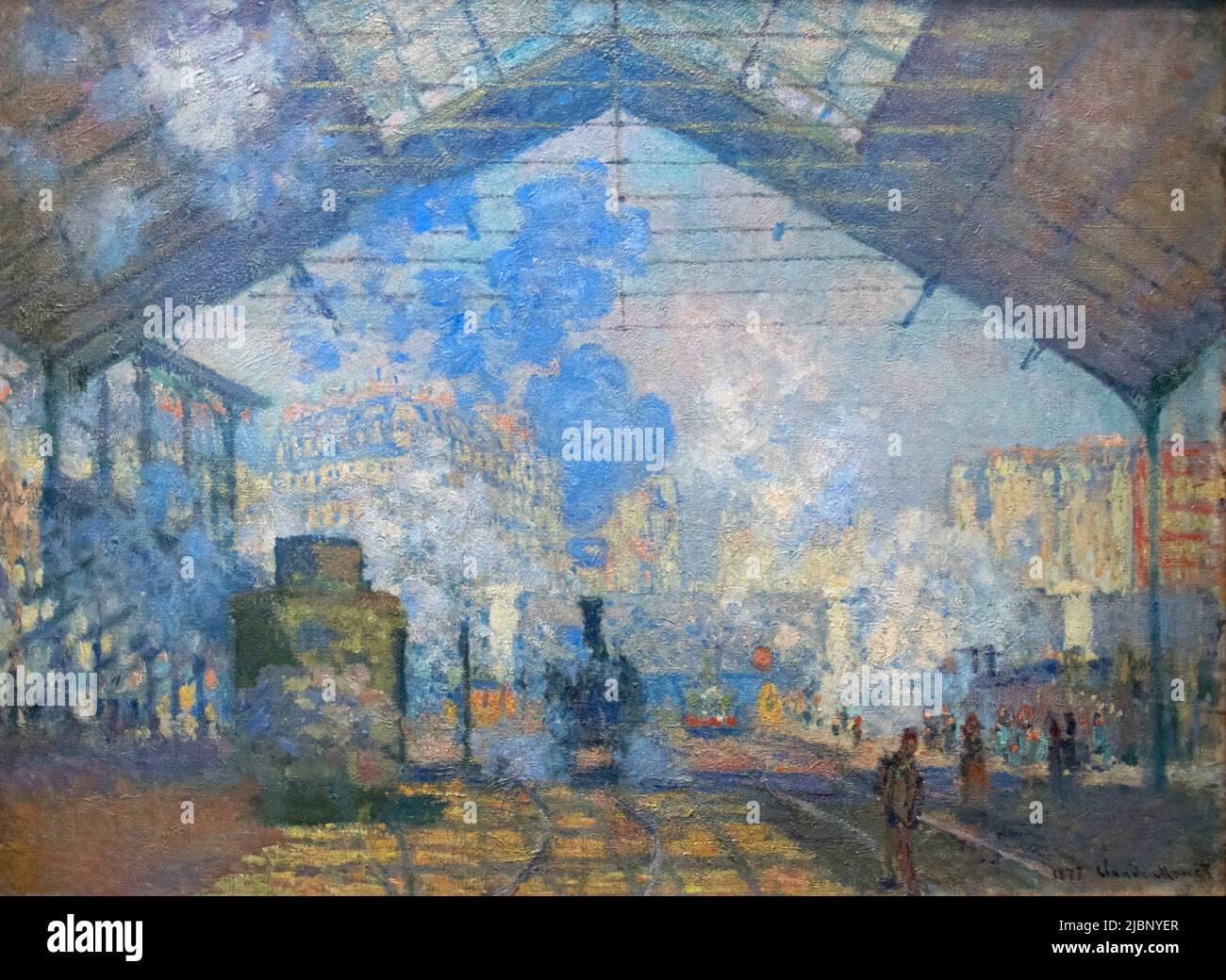 La Gare Saint-Lazare, 1877, Pintura de Claude Monet Foto de stock