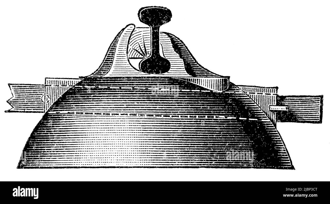 Soportes individuales de hierro fundido (traviesas) con raíles para sillas. Publicación del libro 'Meyers Konversations-Lexikon', Volumen 2, Leipzig, Alemania, 1910 Foto de stock