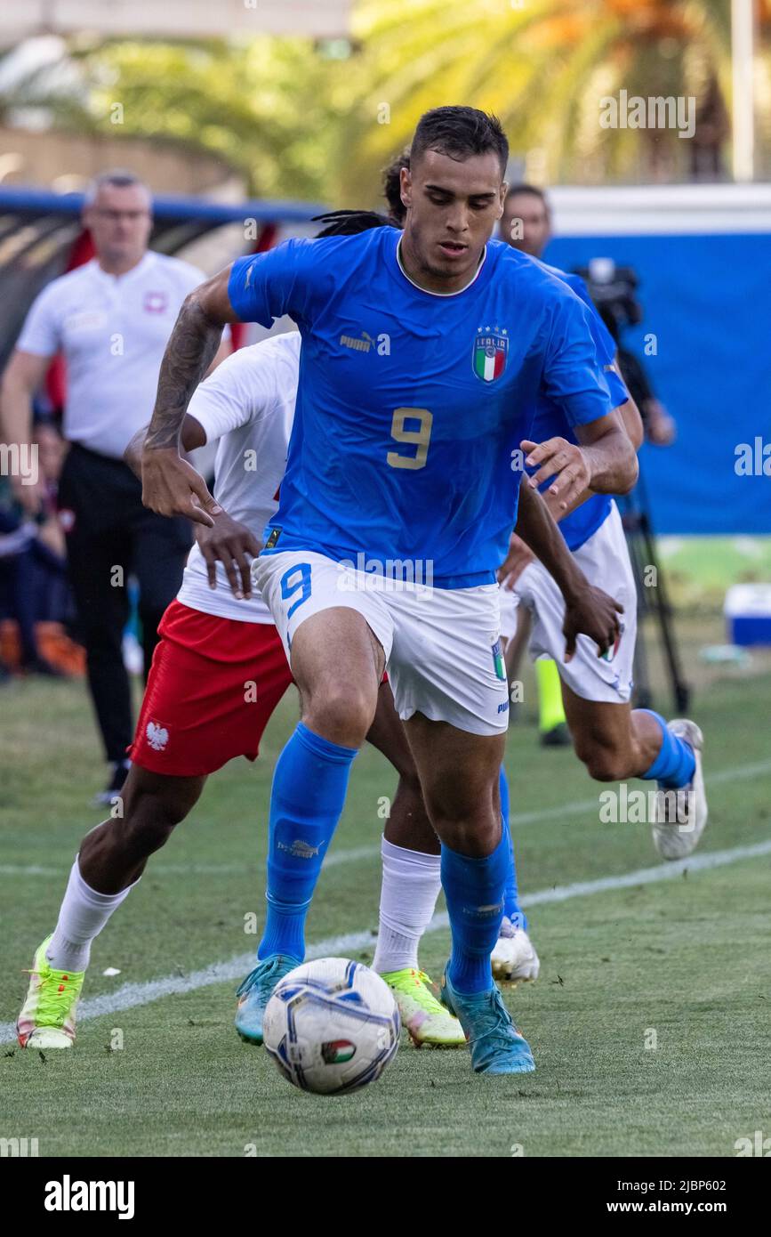 7 de junio de 2022, San Benedetto del Tronto, Italia: Cosimo Marco Da Graca  de Italia U20 en acción durante el partido amistoso Internacional entre  Italia U20 y Polonia U20 en Stadio