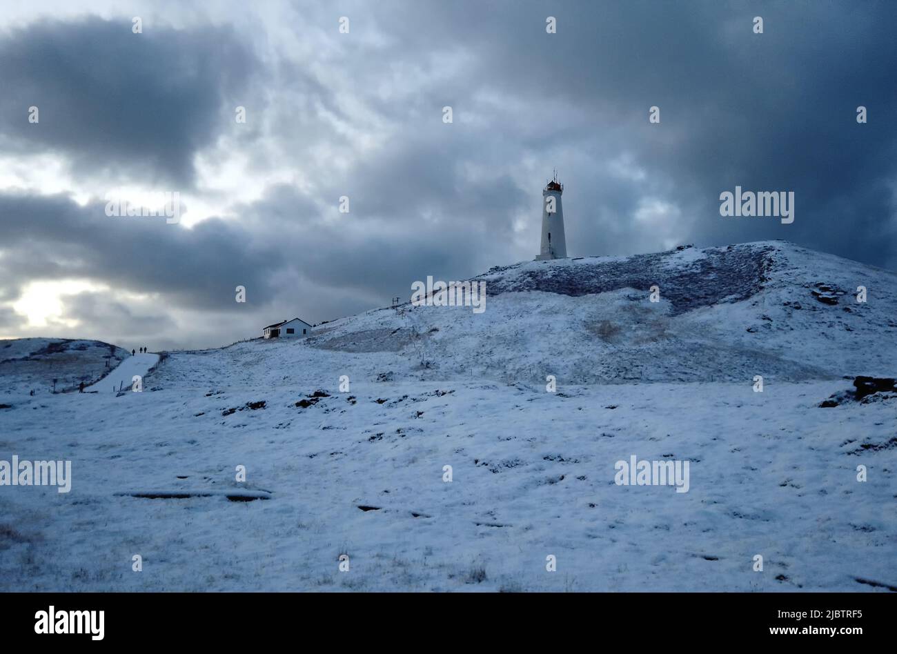 Reykjanes Faro en Islandia en invierno. Foto de stock