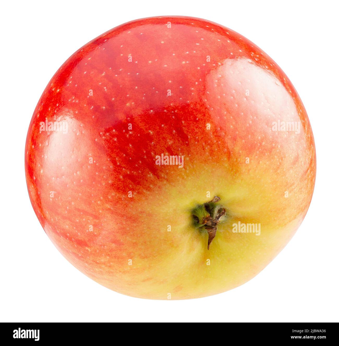 manzana roja con ruta de recorte aislada sobre un fondo blanco. Foto de stock