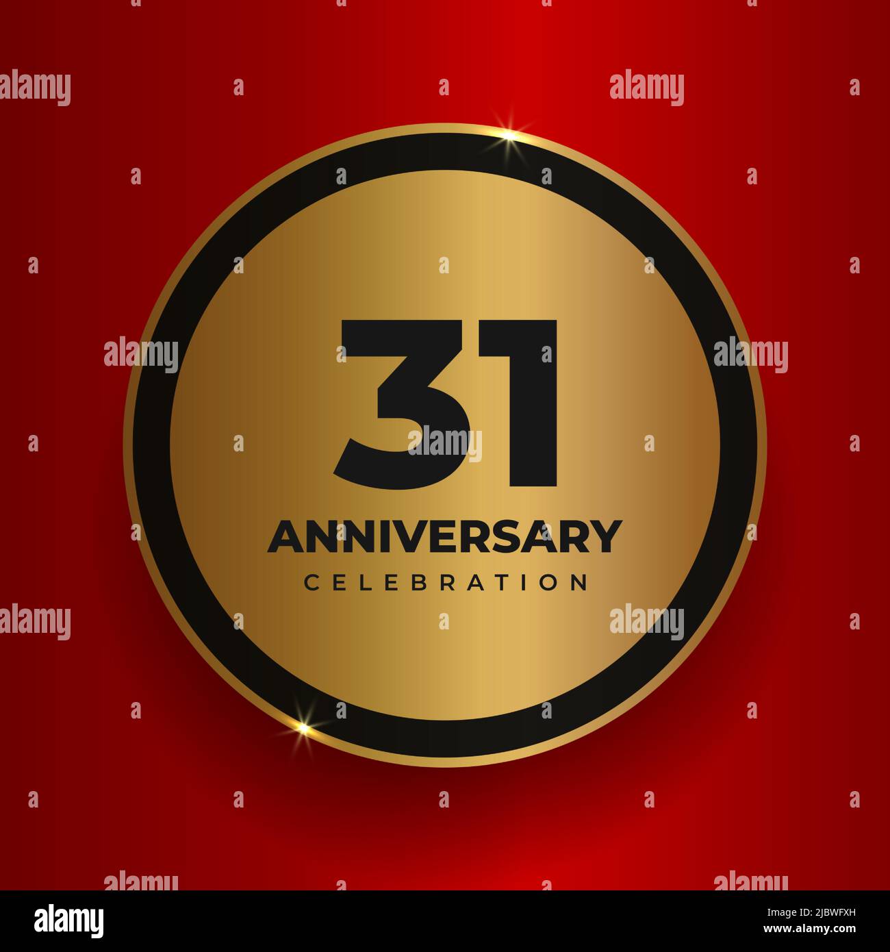 Celebración del aniversario de 30 años con marco dorado y brillo dorado  sobre fondo negro. diseño