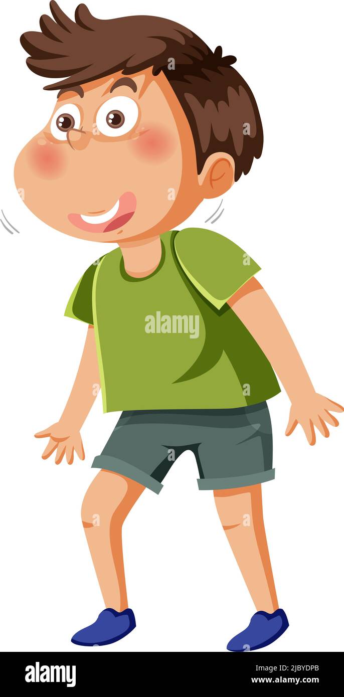 Un niño en la camiseta verde ilustración de carácter de dibujos