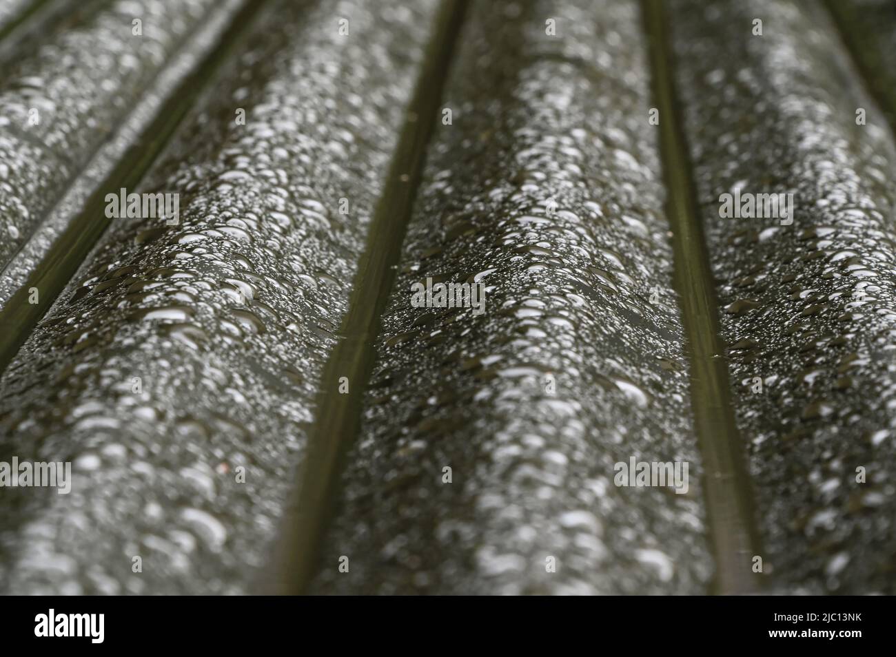 Líneas creadas por la cresta y ranuras de hierro corrugado para techos Foto de stock