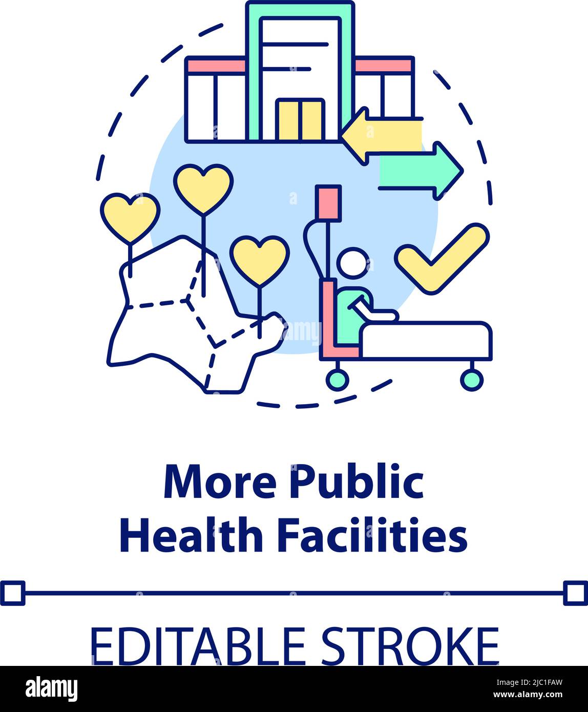 Más instituciones públicas de salud concepto icono Ilustración del Vector