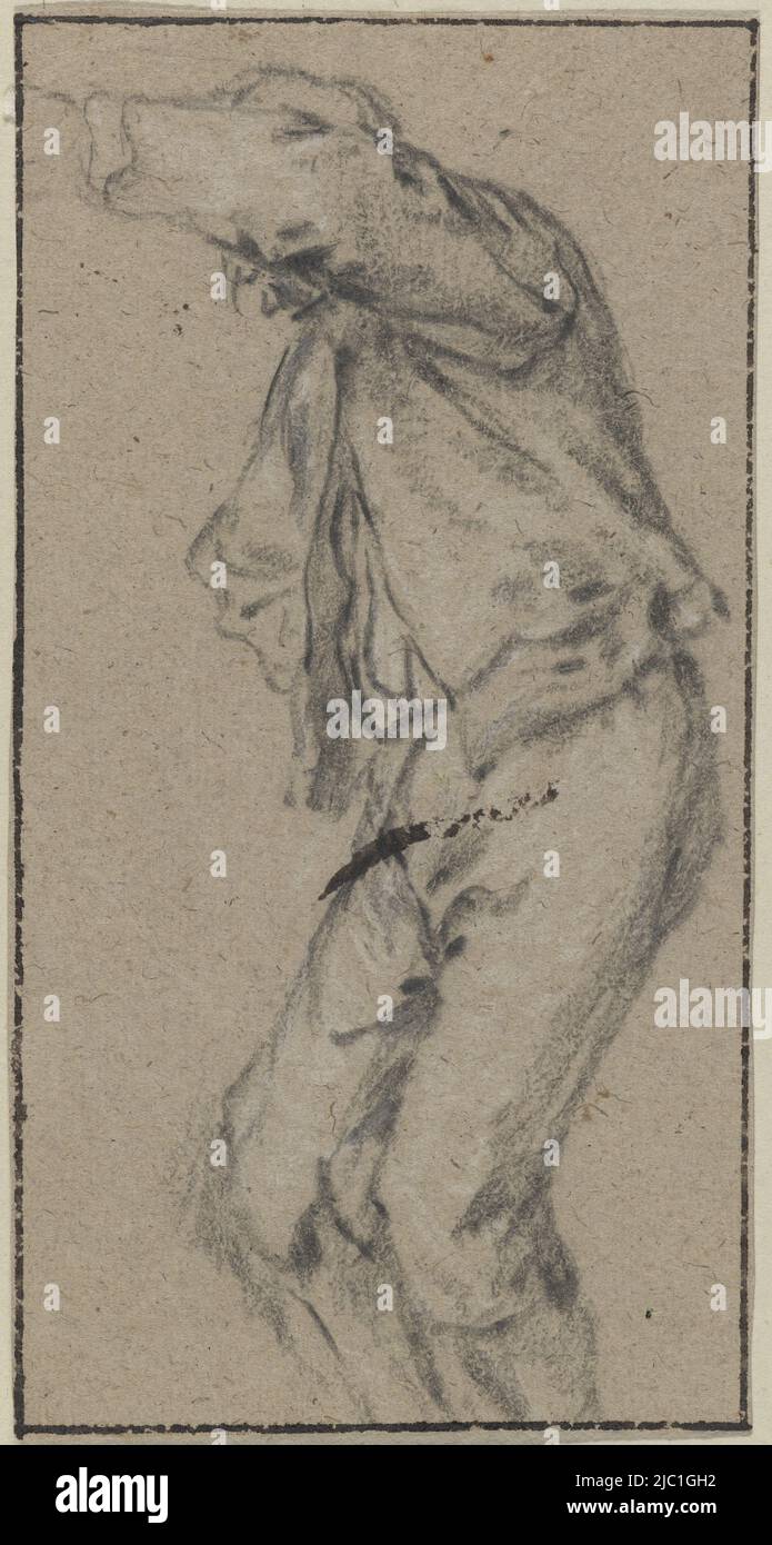 Figura de pie con rodillas dobladas, ponente: Adriaen van Ostade, Países Bajos, c. 1620 - c. 1685, papel, 144 mm de alto x 75 mm de ancho Foto de stock