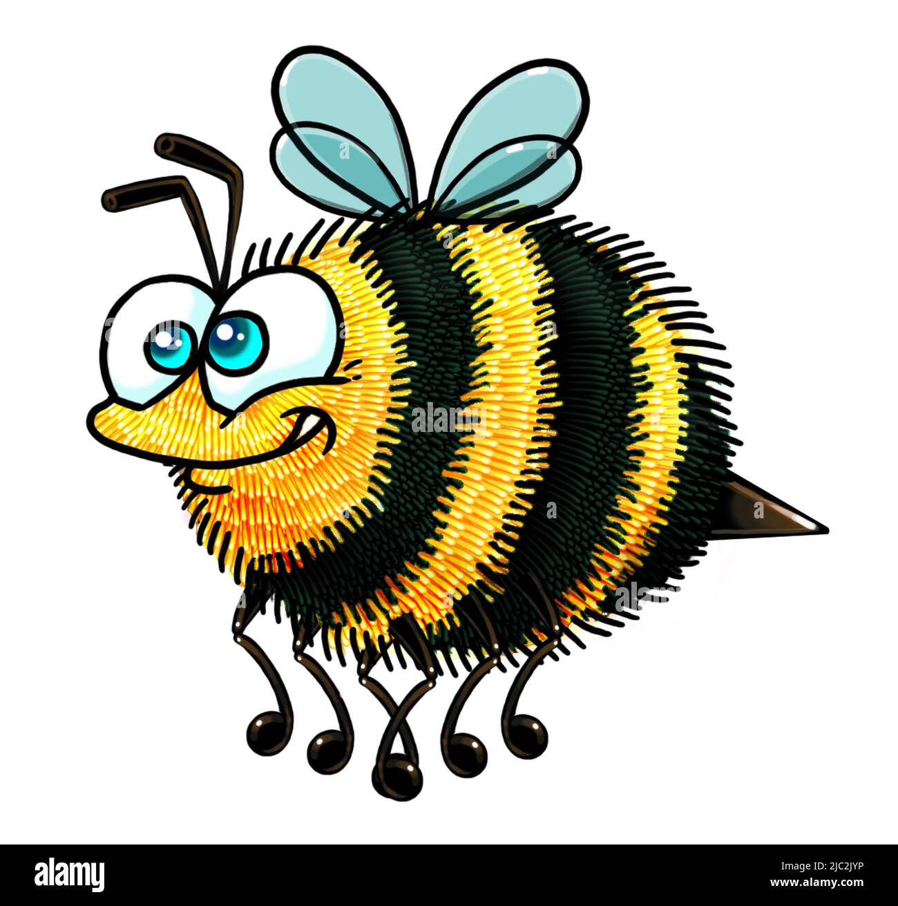Arte de dibujos animados de un lindo abejorro abeja abeja en vuelo de los niños, ilustración educativa, tarjeta de felicitación, traje powerpoint, sitio web, tarjeta de visita ocupada abeja Foto de stock