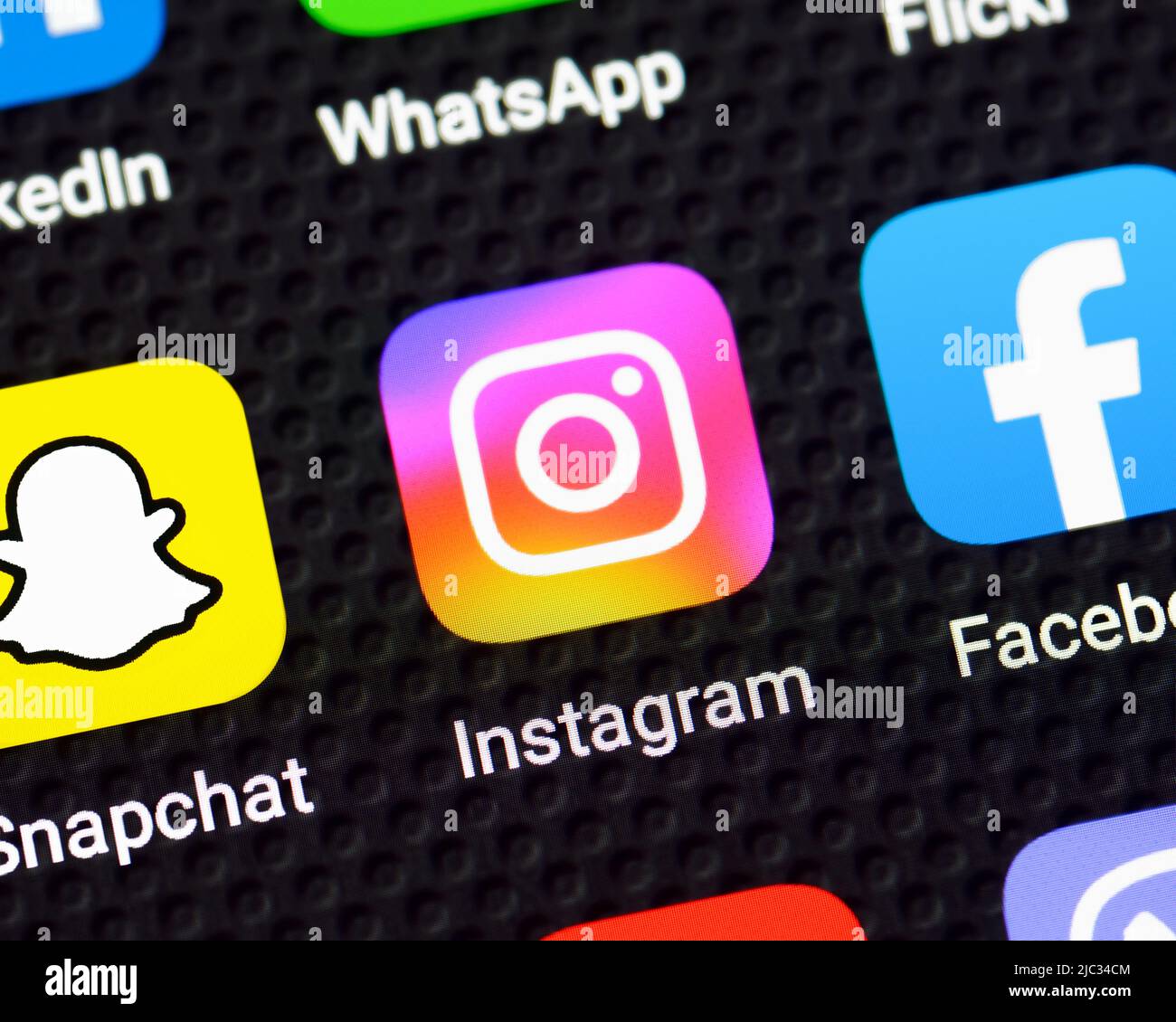 Aplicación Instagram en un smartphone, Primer plano Foto de stock