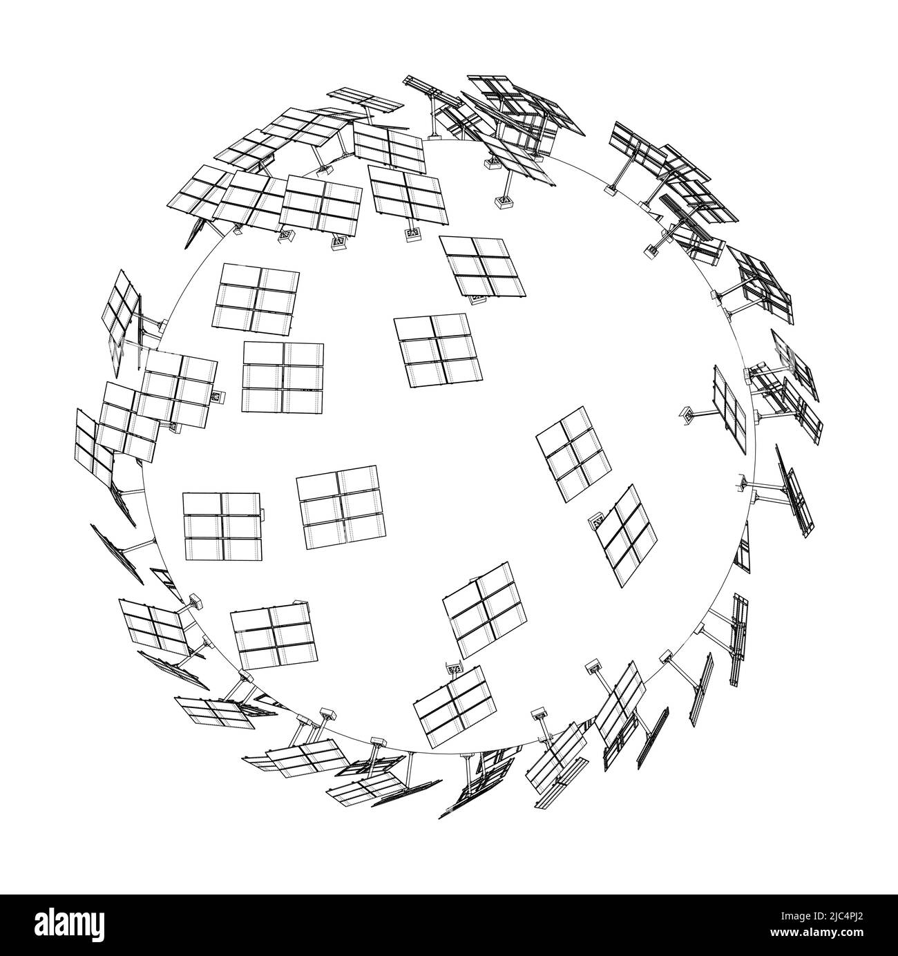 Concepto de paneles solares sobre la Tierra. Vector Imagen Vector de Concepto de paneles solares sobre la Tierra. Vector Imagen Vector de