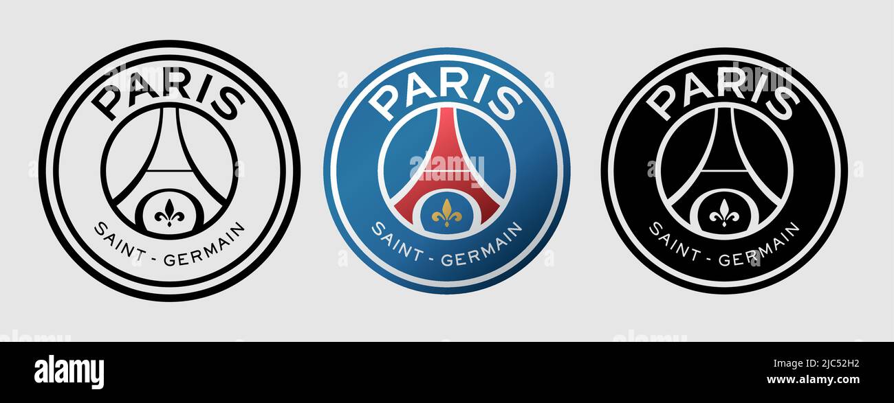 El emblema del Paris Saint-Germain Football Club. PSG. Grabado Imagen  Vector de stock - Alamy