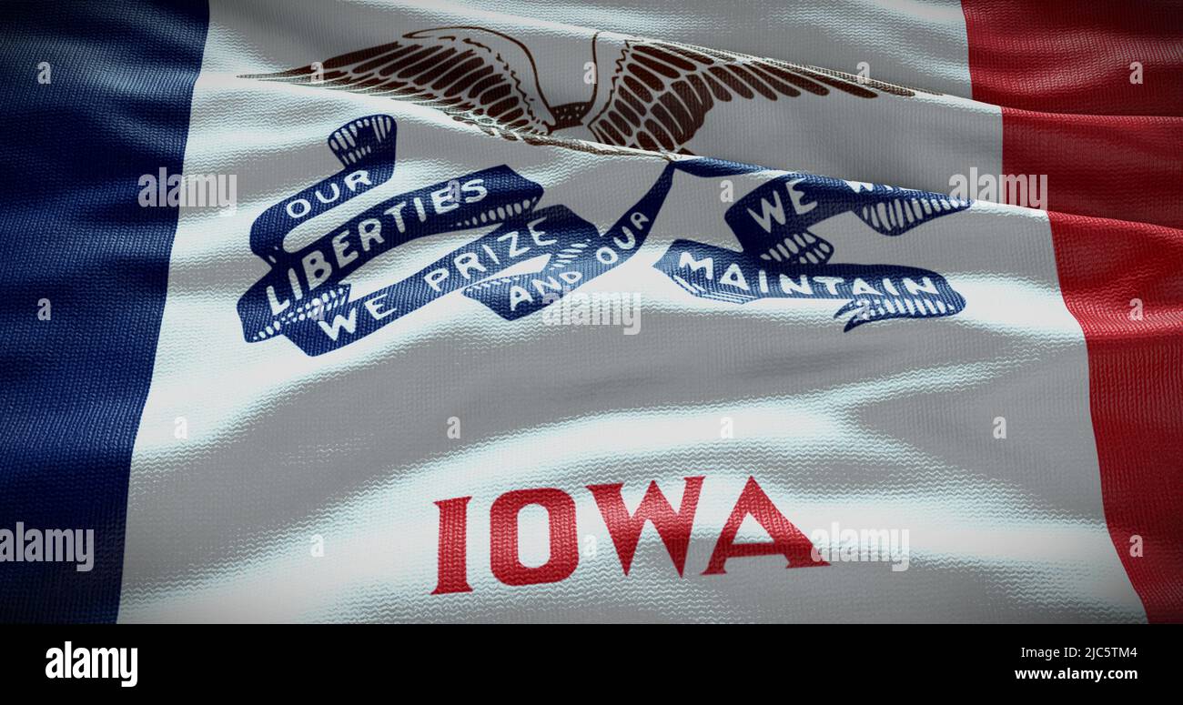 Ilustración de fondo de la bandera del estado de Iowa, símbolo de EE.UU. Fondo. Foto de stock