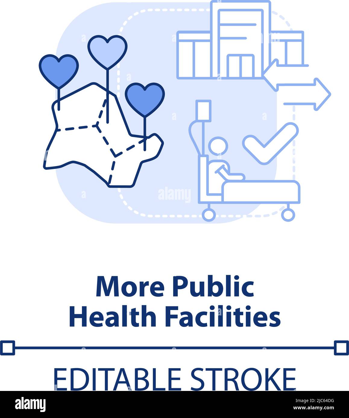 Más instalaciones de salud pública icono de concepto azul claro Ilustración del Vector
