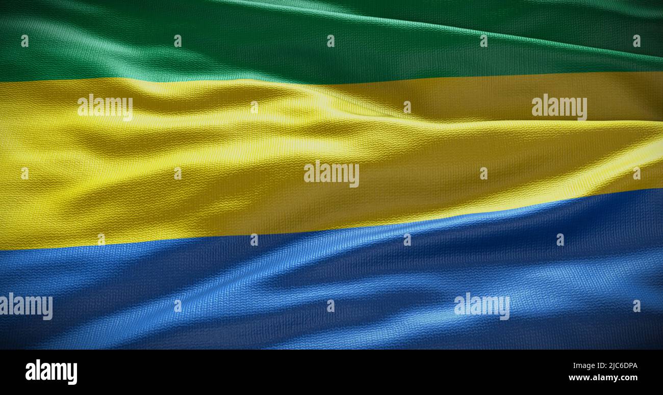 Ilustración de fondo de la bandera nacional del Gabón. Símbolo del país. Foto de stock