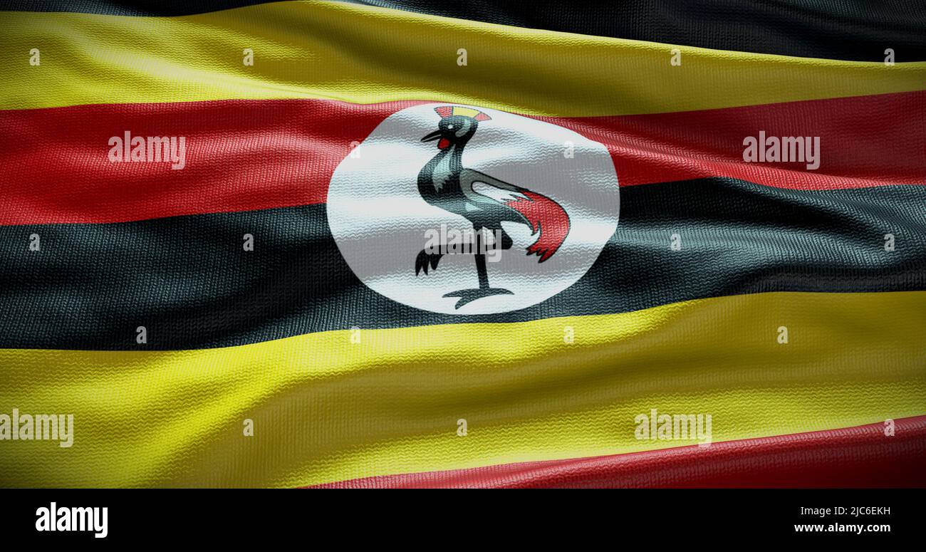 Ilustración de fondo de la bandera nacional de Uganda. Símbolo del país. Foto de stock