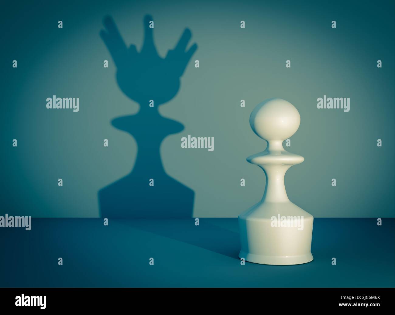 peón del juego de ajedrez con sombra reina. 3d renderizar Foto de stock