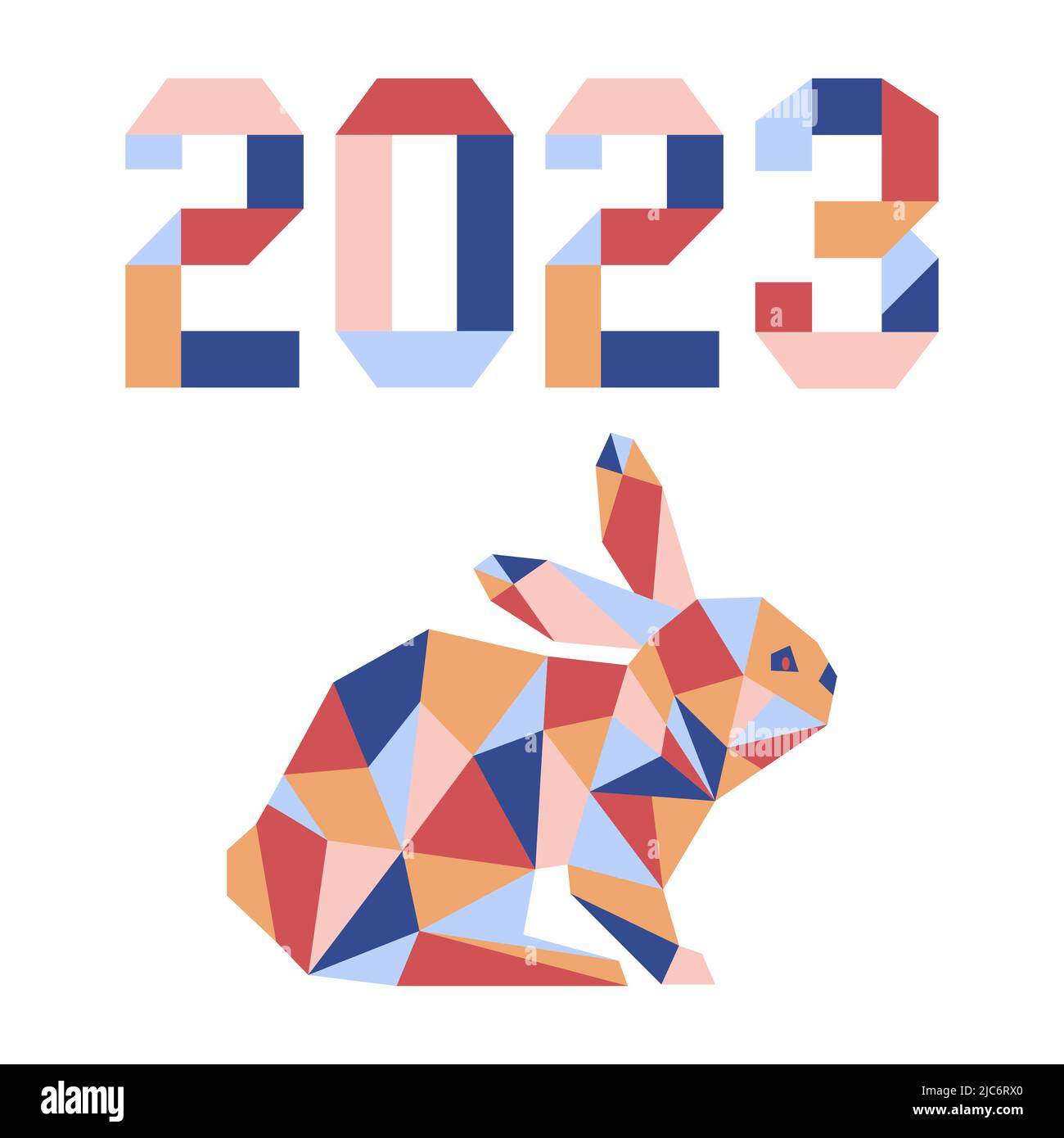 Feliz año nuevo Ilustración vectorial con origami 2023 años Números Bunny  Annual animal zodiaco signo de 2023 en el calendario chino. Año del Imagen  Vector de stock - Alamy