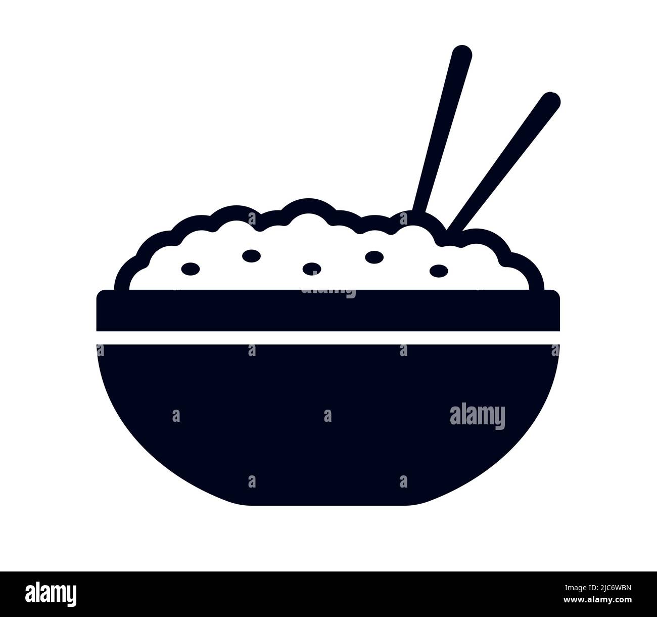 Cuenco de arroz completo con palillos restaurante de comida símbolo vector ilustración icono Ilustración del Vector