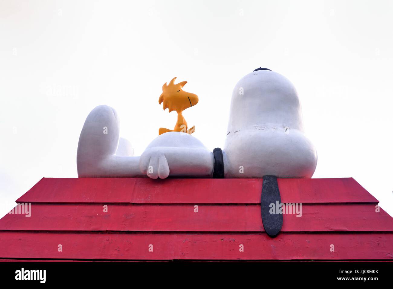 Snoopy y Woodstock en la azotea Foto de stock