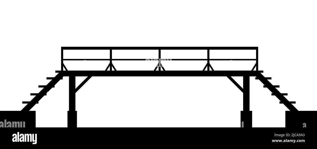 Silueta del puente peatonal. Construcción de carreteras de transporte.  Aislado sobre fondo blanco. Vector Imagen Vector de stock - Alamy