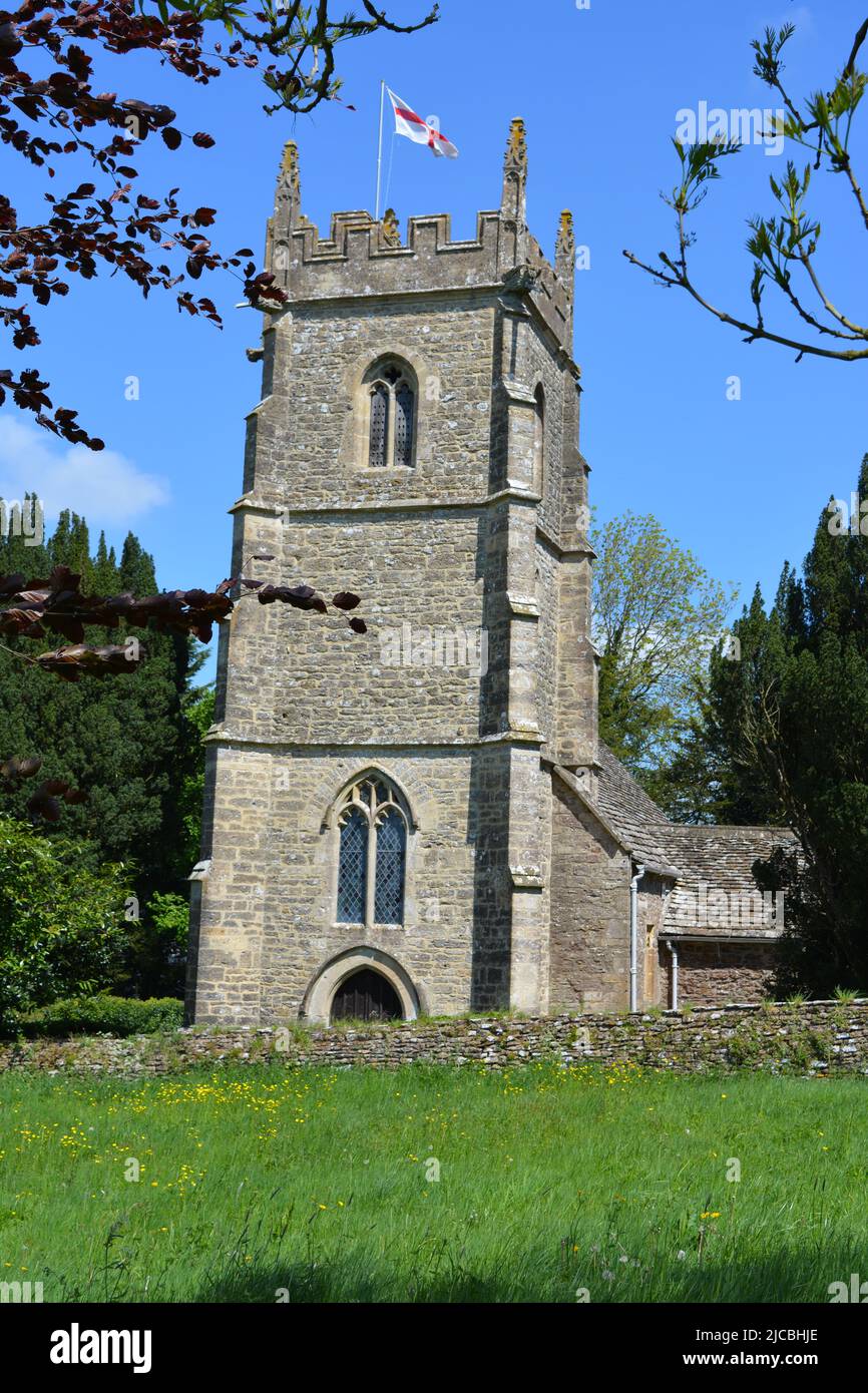Iglesia Anglicana de San Esteban, construida en el siglo 13th, Charlton Musgrove, Somerset, Inglaterra Foto de stock
