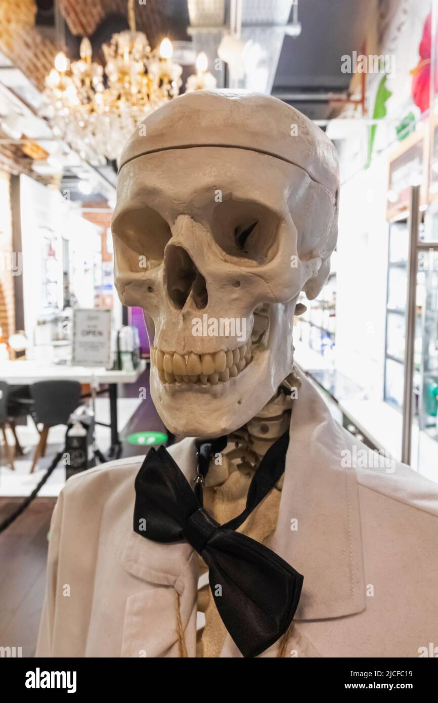 Inglaterra, Londres, London Bridge Train Station, Kiehl's Store, Amusing Skeleton Lvisando lazo Foto de stock