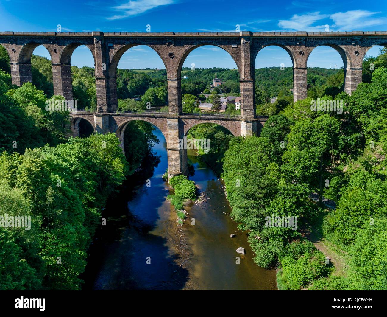 Viaducto de Göhrener sobre el Mulde Foto de stock