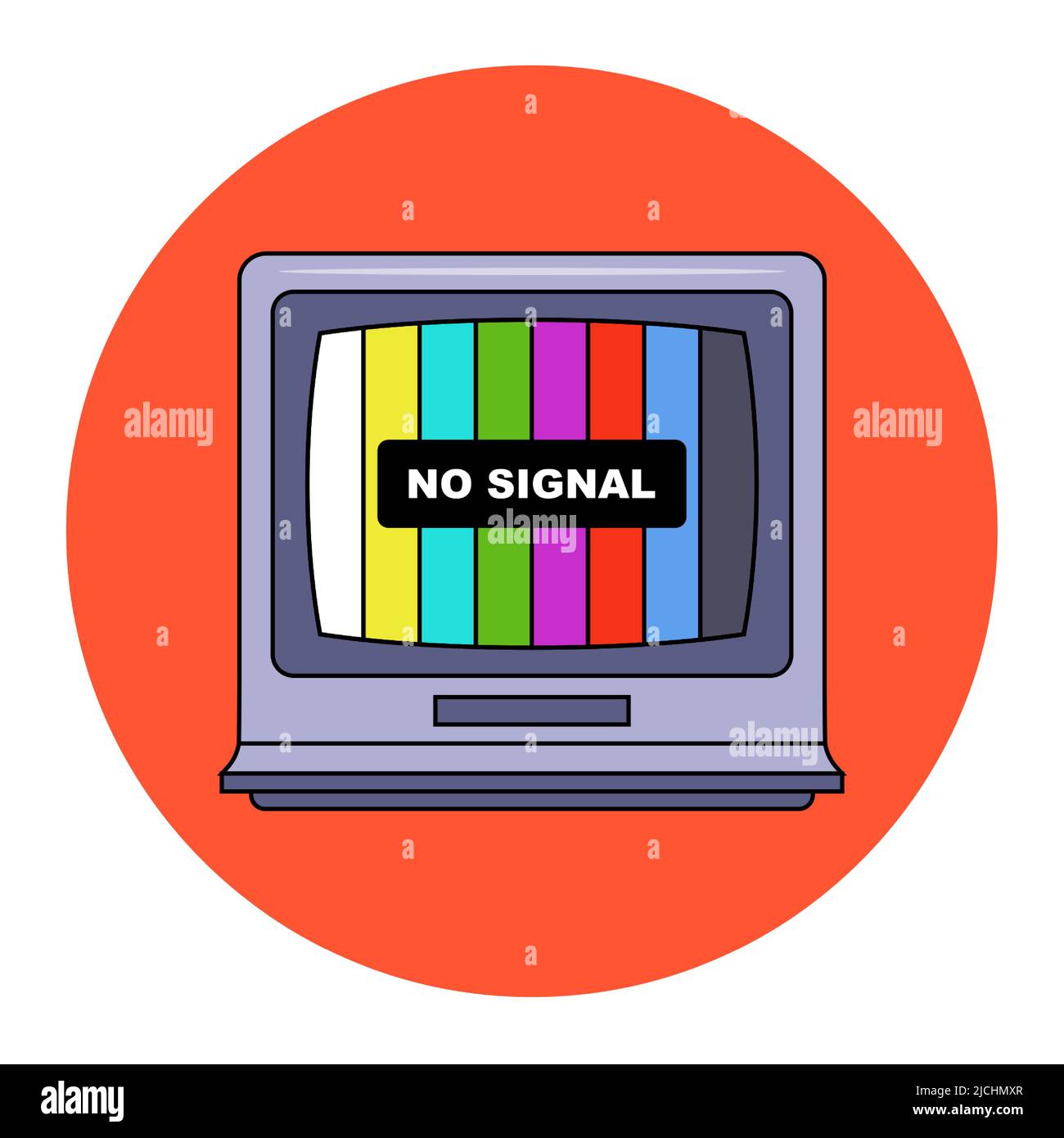 El televisor no recibe señal de tv. Monitor con arco iris. Ilustración de  vector plano Imagen Vector de stock - Alamy