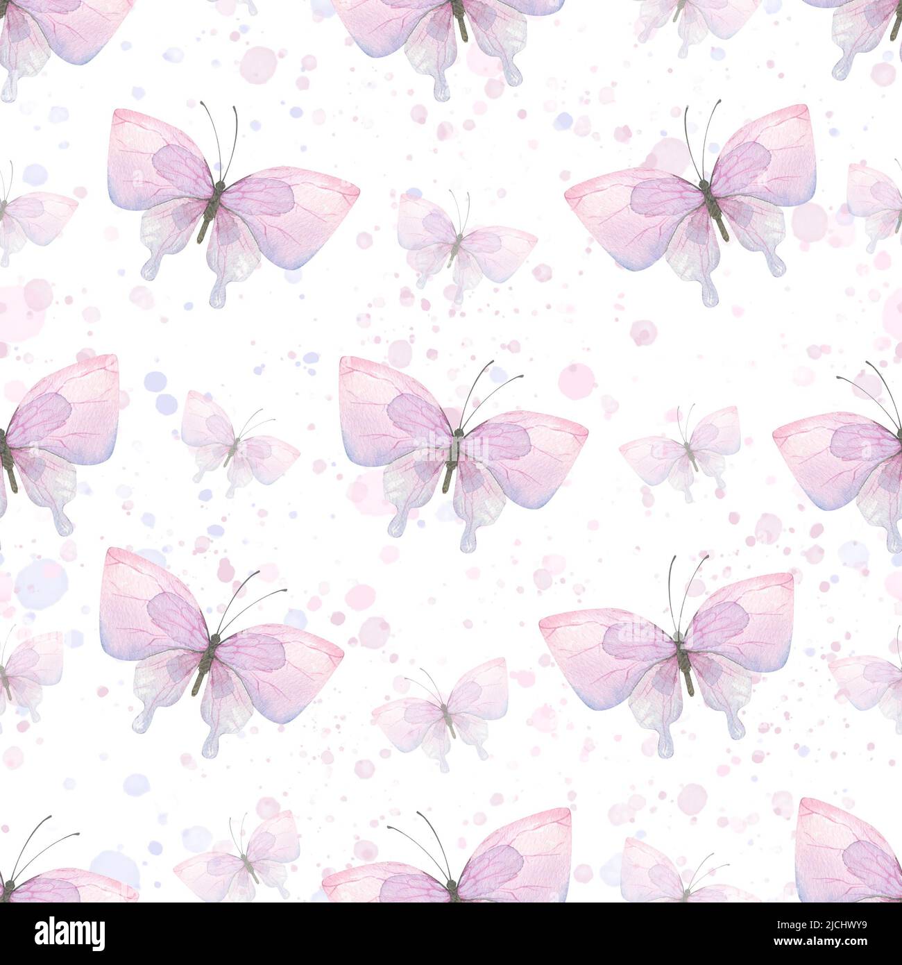 Mariposas delicadas de color rosa y lila con salpicaduras de pintura.  Brillante, lindo, infantil, verano. Acuarela, diseño sin costuras. Para  decoración y diseño de Fotografía de stock - Alamy