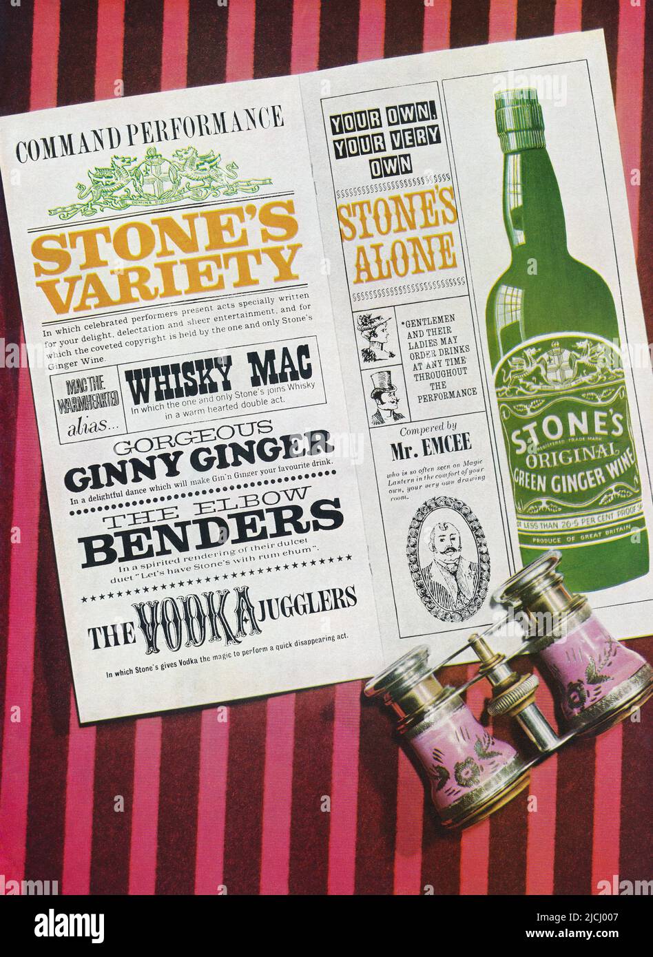 1964 Anuncio británico para Stone's Original Green Ginger Wine. Foto de stock