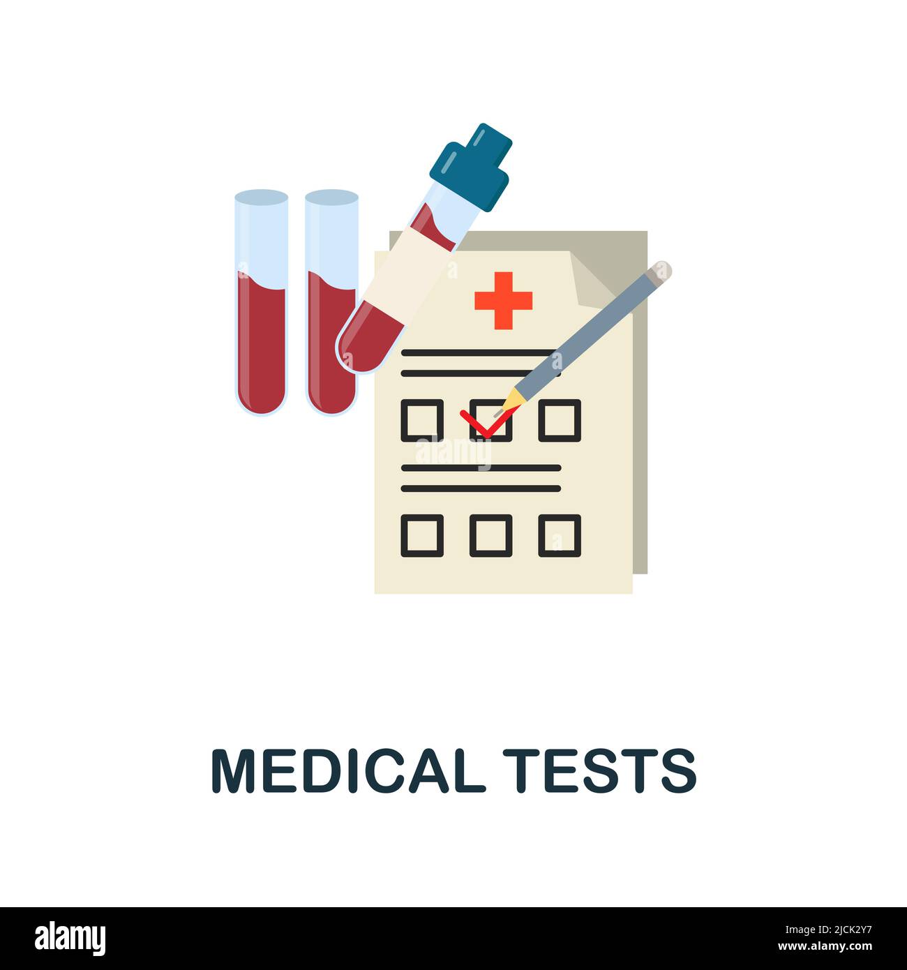 Icono de pantalla plana de pruebas médicas. Signo de elemento coloreado