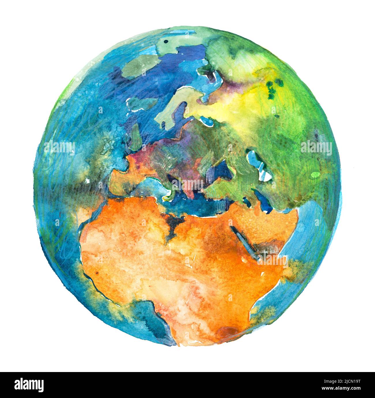 Europa y África en el mundo. Planeta Tierra. Acuarela Fotografía de stock -  Alamy