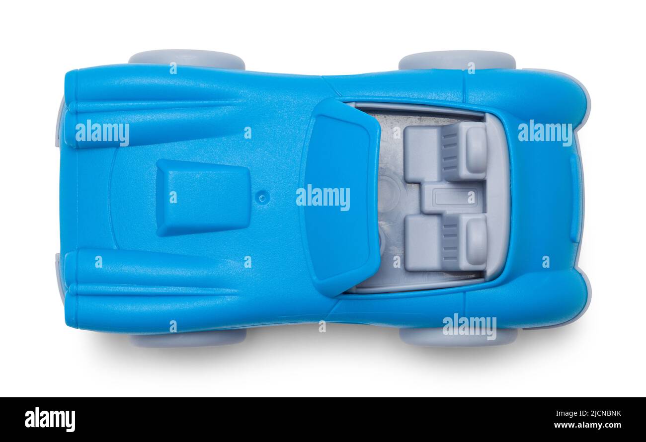 Vista superior de plástico azul para coche de juguete en blanco Fotografía  de stock - Alamy