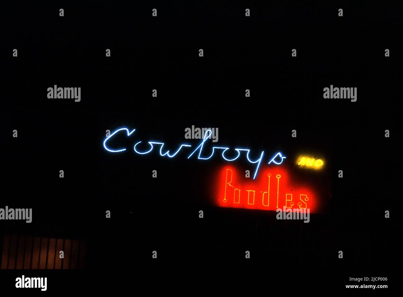 Cowboys and Poodles, letrero Neon, Melrose Ave., Los Angeles, CA Foto de stock