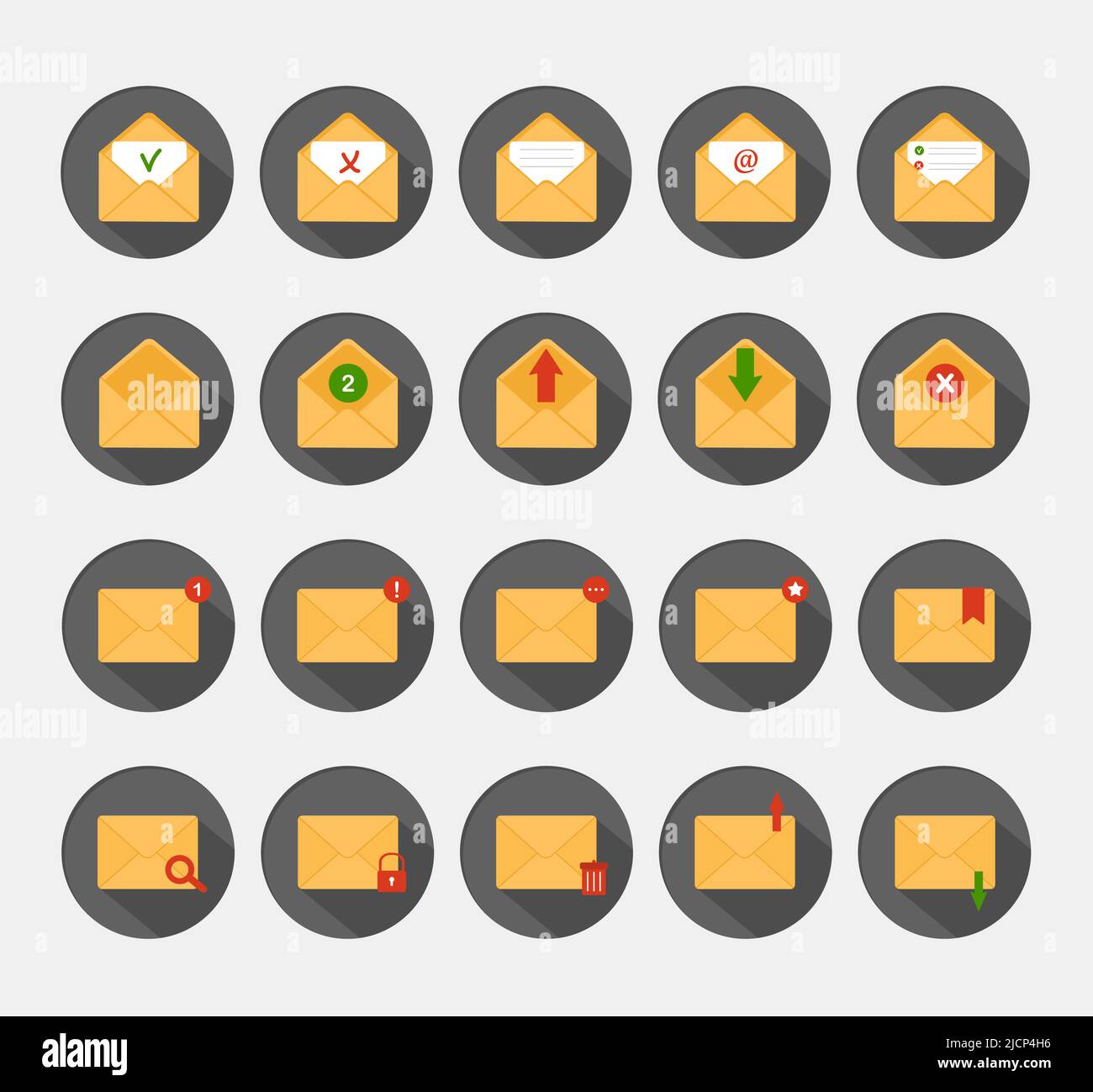 Conjunto De Iconos De Sobres De Correo Recibir Mensajes Sms Notificaciones Concepto De 3585