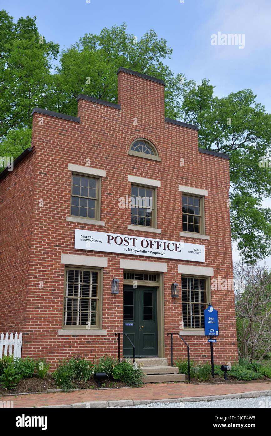 Nauvoo, Illinois, Estados Unidos. El histórico edificio de la Oficina de Correos de los Estados Unidos se convirtió en la Oficina de Correos de Nauvoo en 1840. Foto de stock