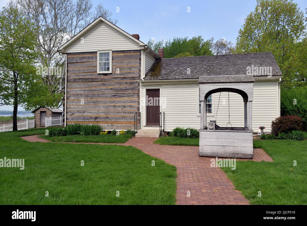 Nauvoo, Illinois, Estados Unidos. El sitio histórico de Joseph Smith Homestead se encuentra sobre la orilla oriental del río Mississippi. Foto de stock