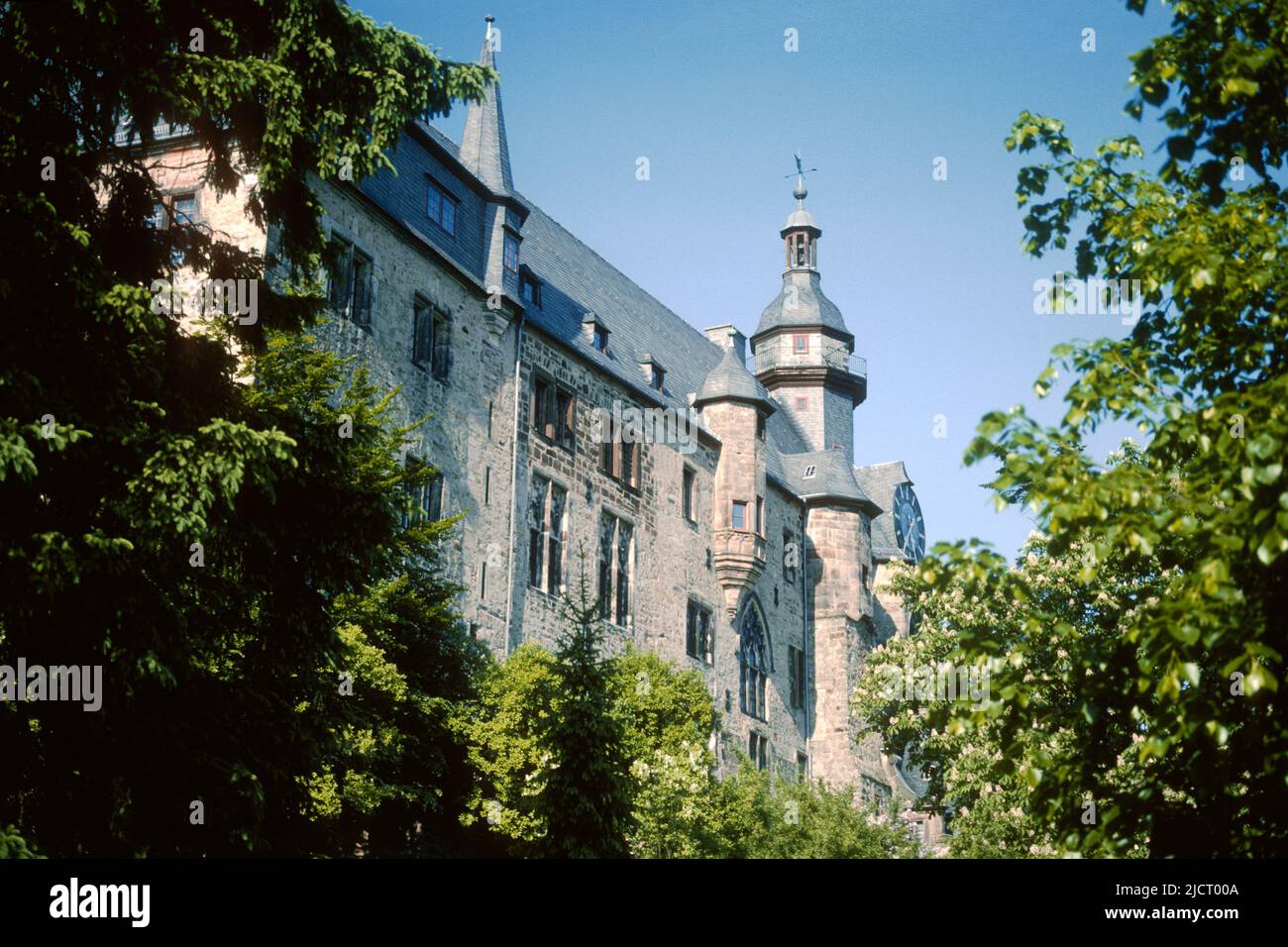 El castillo en 1982, Marburg, Hesse, Alemania Foto de stock