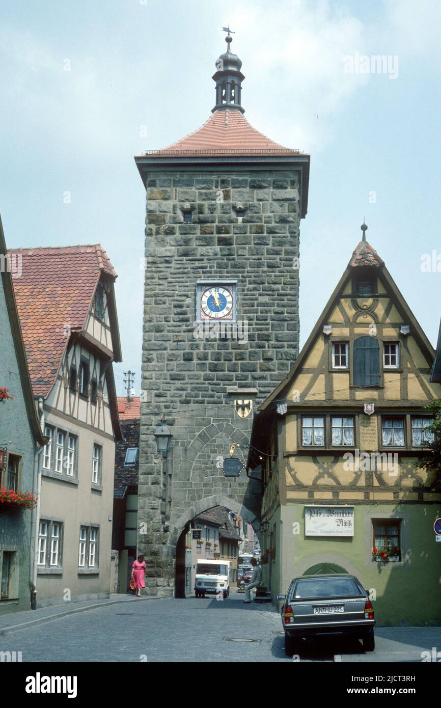 Torre Siebers en 1982, Rothenburg ob der Tauber, Baviera, Alemania Foto de stock
