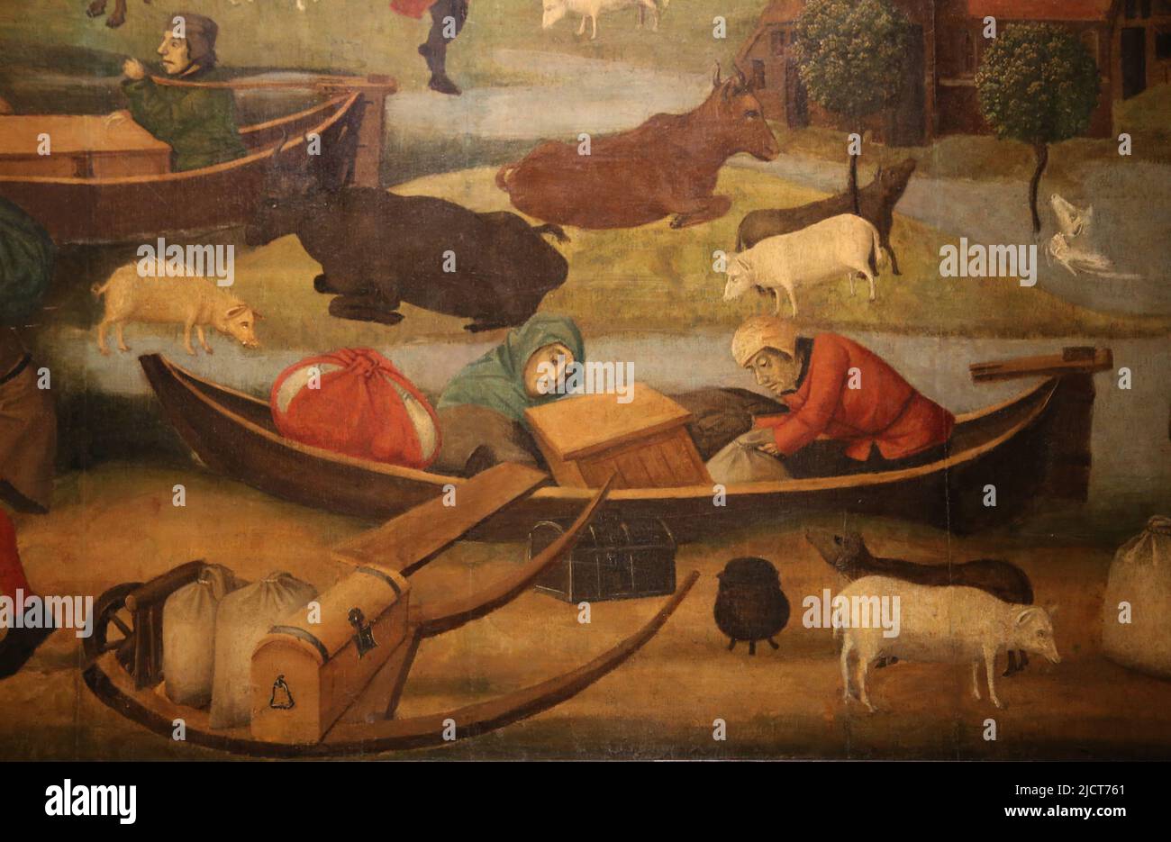 El Diluvio del Día de Santa Isabel. Maestro de los paneles de St Elizabeth (c.. 1490-95). (Dordrecht ?). Aceite en el panel. Representación de la ruptura dique desaste Foto de stock