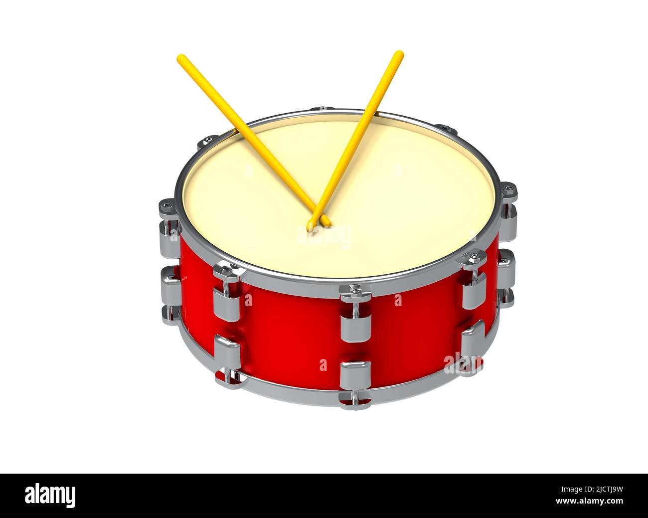 Tambor rojo con varillas de tambor. Instrumento musical de percusión.  Ilustración 3D Fotografía de stock - Alamy