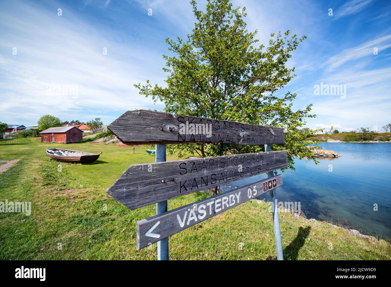Visitando la isla Berghamn, Parainen, Finlandia Foto de stock