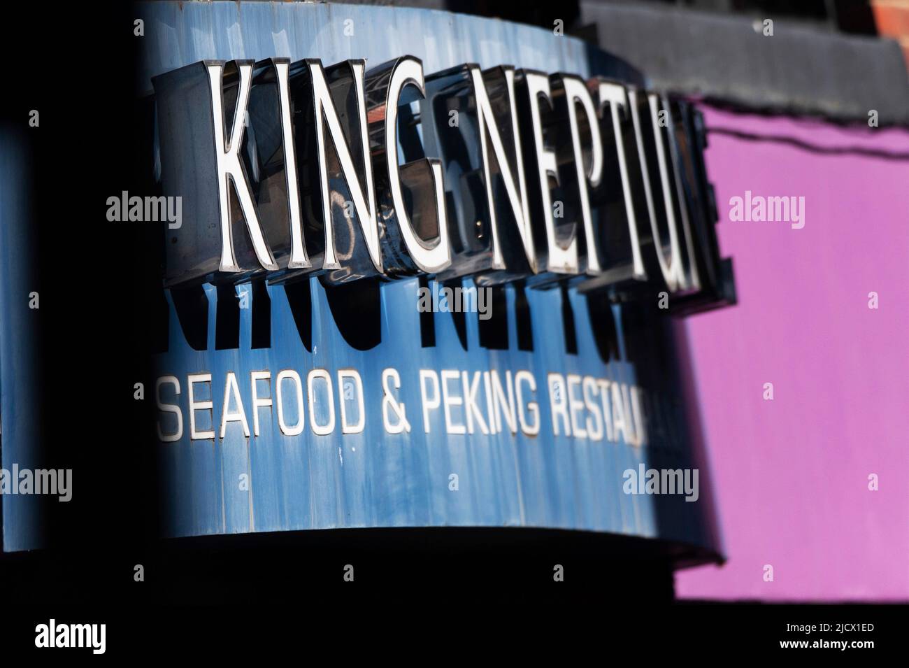 Cartel del restaurante King Neptune, Stowel Street, China Town, Newcastle upon Tyne Foto de stock