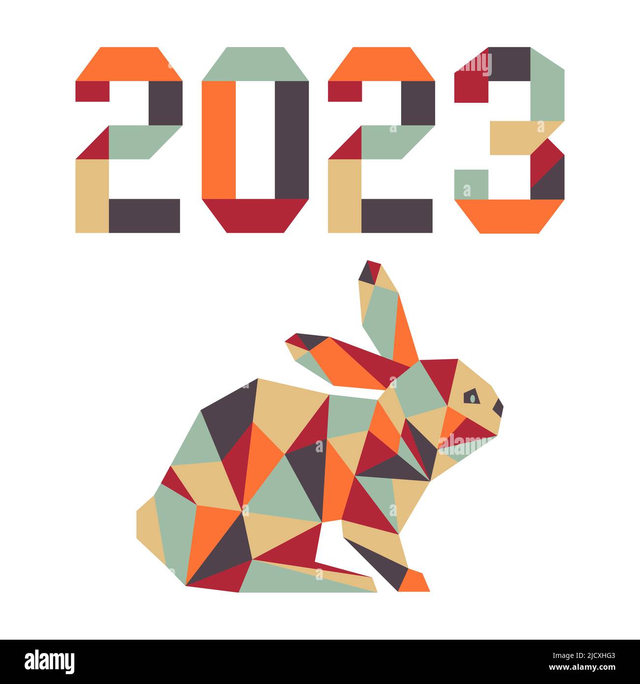 Feliz año nuevo Ilustración vectorial con origami 2023 años Números Bunny  Annual animal zodiaco signo de 2023 en el calendario chino. Año del Imagen  Vector de stock - Alamy