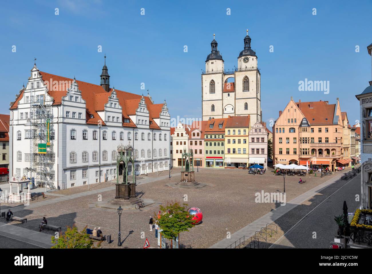 Wittenberg, Sajonia-Anhalt, Alemania. Vista de la plaza Markt Foto de stock