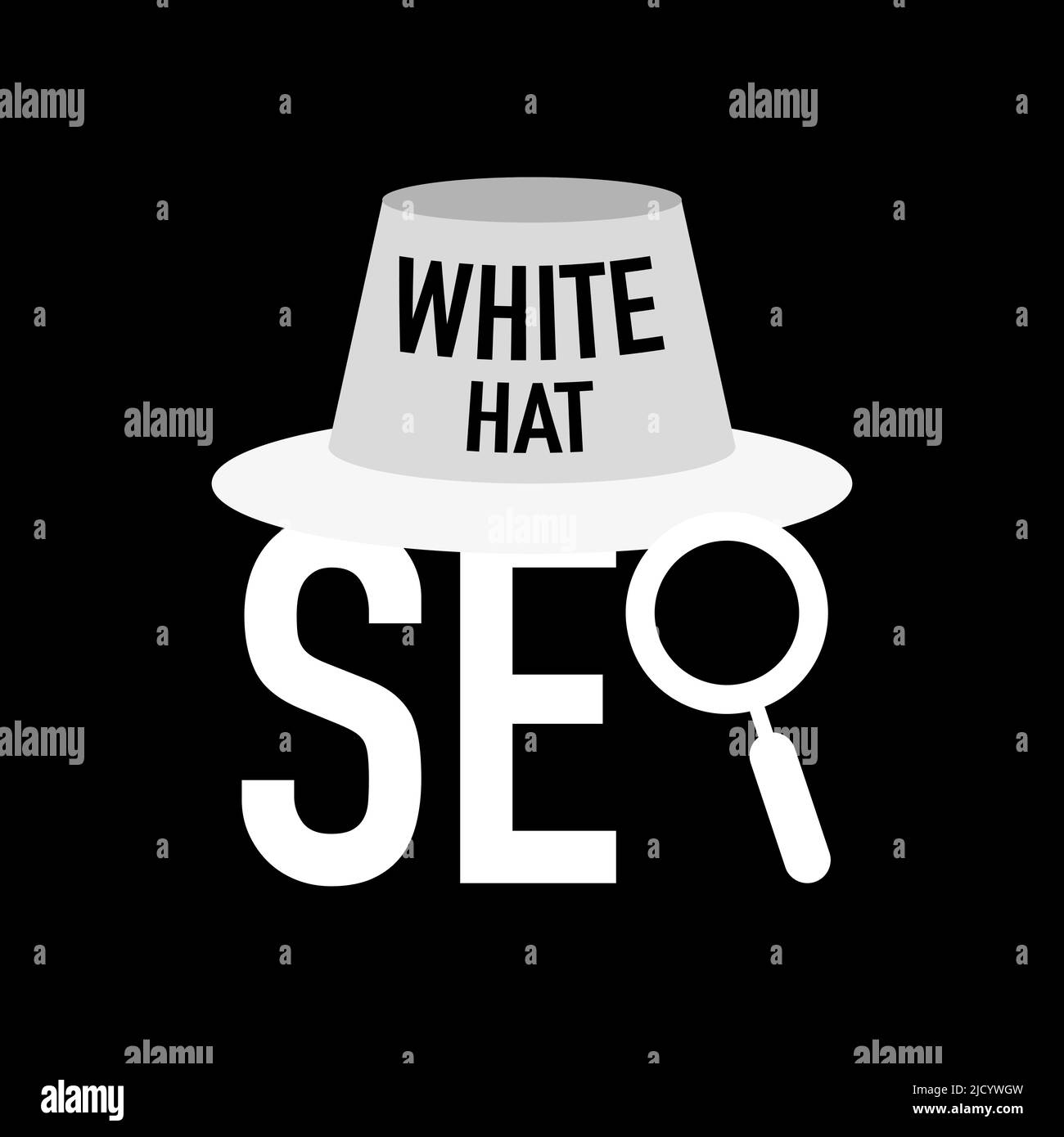 Optimización de motores de búsqueda para web SEO White Hat. Ilustración vectorial. Ilustración del Vector