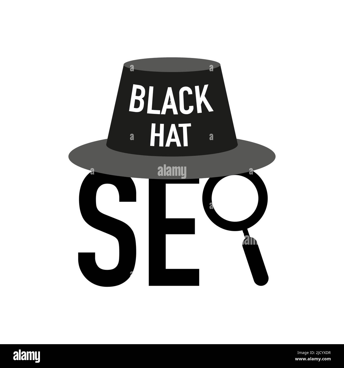 Optimización de motores de búsqueda para web SEO Black Hat. Ilustración vectorial. Ilustración del Vector